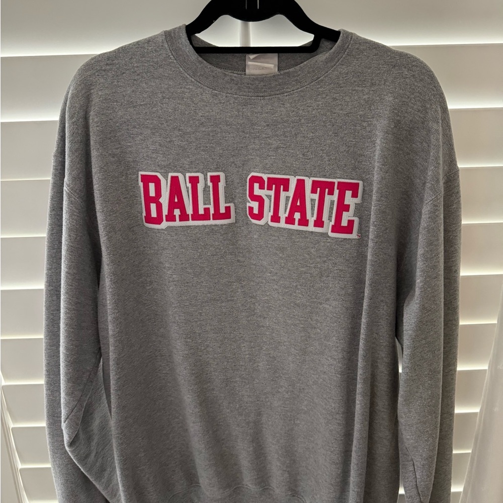 Champion Gray Crewneck Sweater with Pink Print